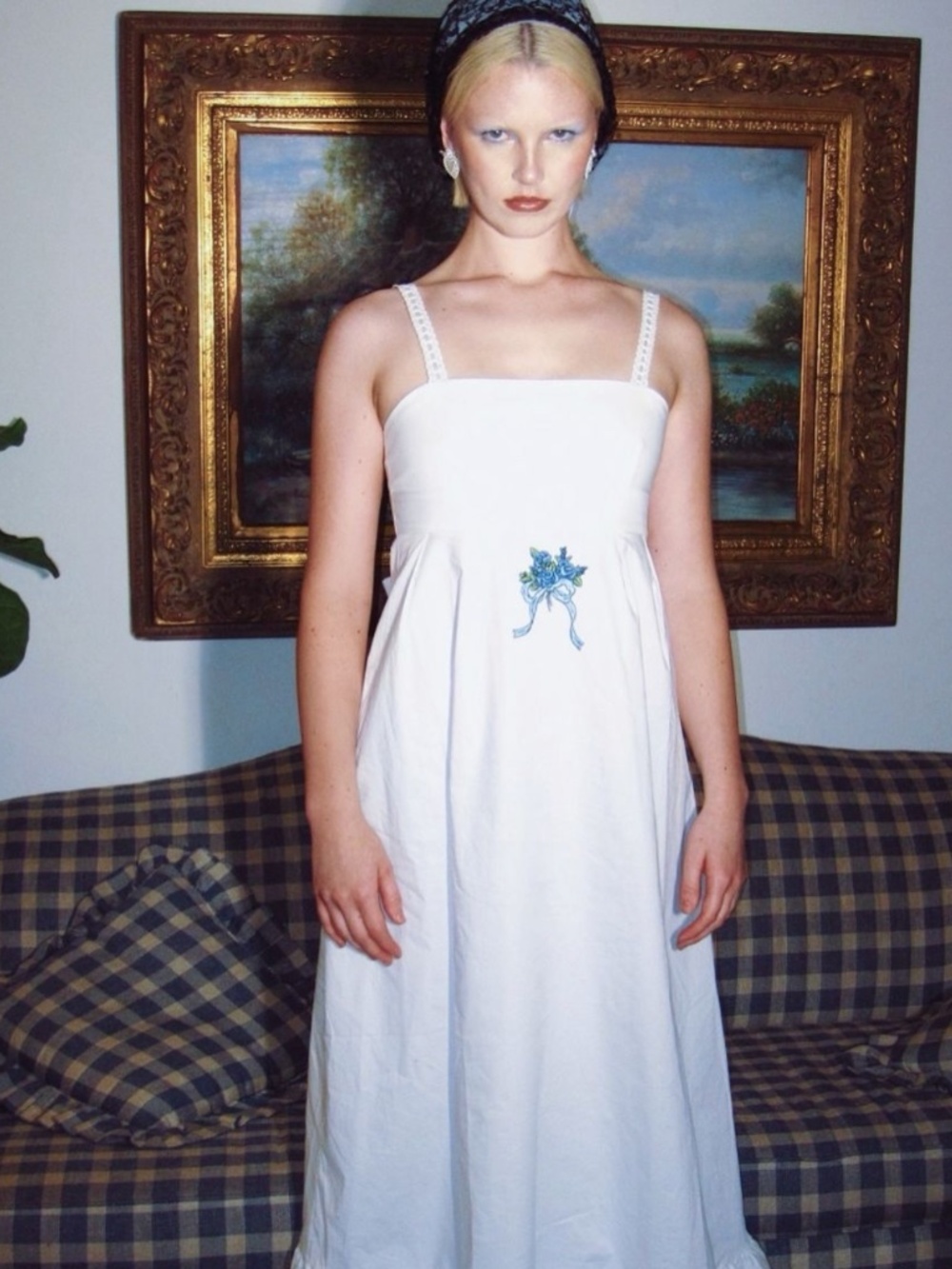 Serpenti White Cotton Vintage Inspired Maxi Dress